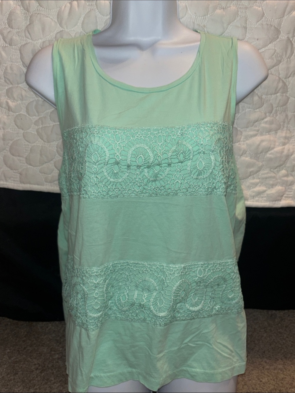 J. Crew Mint Lace-Trim Sleeveless Tank